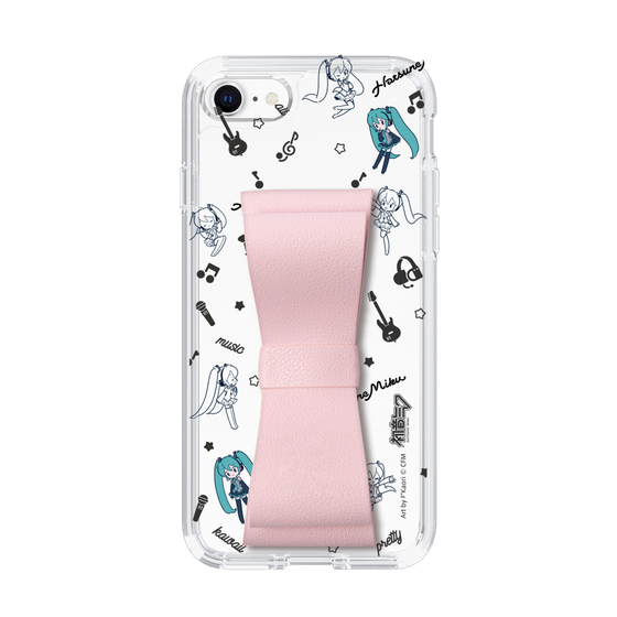 Slim Protection Case - STAND & RING RIBBON Sakura Pink［ HATSUNE MIKU - Ribbon - Instrumental - Monochrome ］