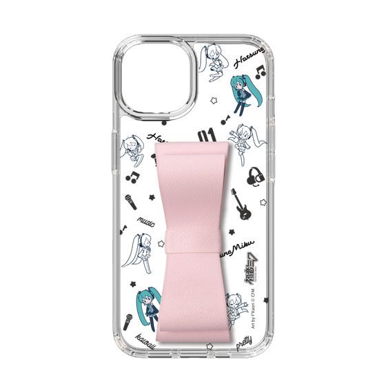 Slim Protection Case - STAND & RING RIBBON Sakura Pink［ HATSUNE MIKU - Ribbon - Instrumental - Monochrome ］