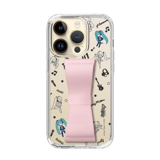 Slim Protection Case - STAND & RING RIBBON Sakura Pink［ HATSUNE MIKU - Ribbon - Instrumental - Monochrome ］