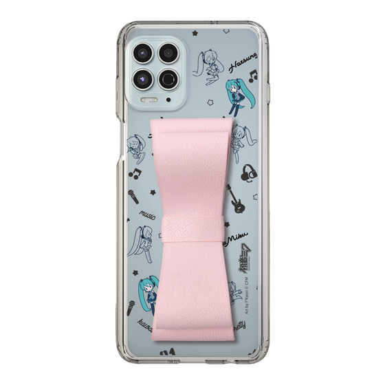 Slim Protection Case - STAND & RING RIBBON Sakura Pink［ HATSUNE MIKU - Ribbon - Instrumental - Monochrome ］