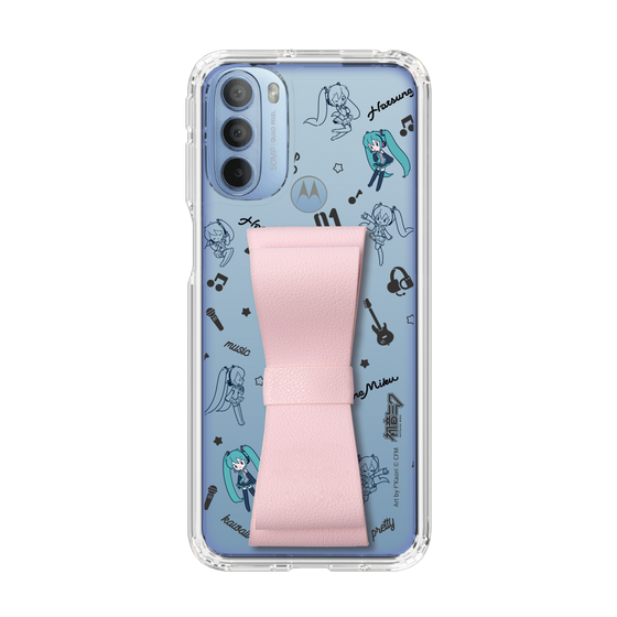 Slim Protection Case - STAND & RING RIBBON Sakura Pink［ HATSUNE MIKU - Ribbon - Instrumental - Monochrome ］