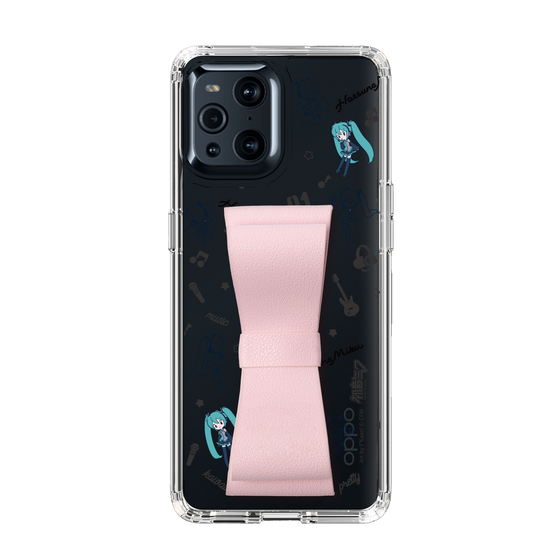 Slim Protection Case - STAND & RING RIBBON Sakura Pink［ HATSUNE MIKU - Ribbon - Instrumental - Monochrome ］