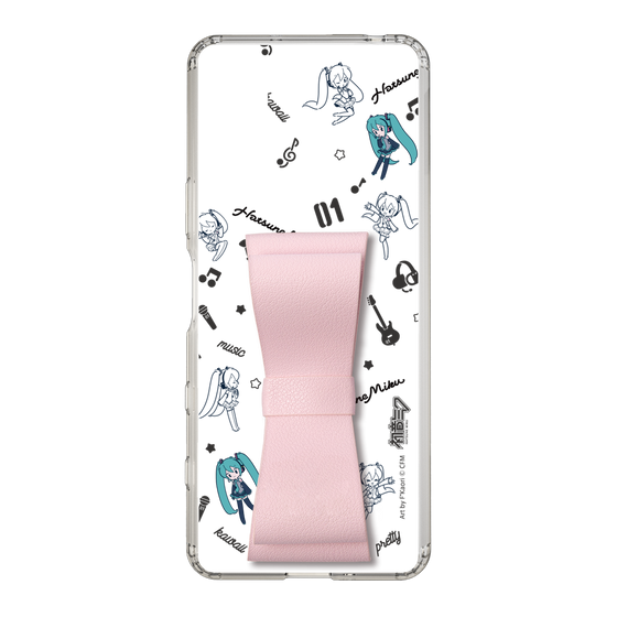 Slim Protection Case - STAND & RING RIBBON Sakura Pink［ HATSUNE MIKU - Ribbon - Instrumental - Monochrome ］