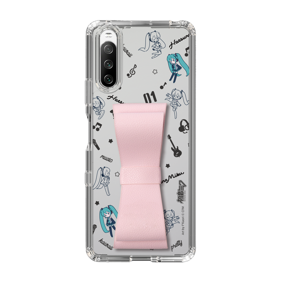 Slim Protection Case - STAND & RING RIBBON Sakura Pink［ HATSUNE MIKU - Ribbon - Instrumental - Monochrome ］