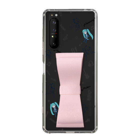 Slim Protection Case - STAND & RING RIBBON Sakura Pink［ HATSUNE MIKU - Ribbon - Instrumental - Monochrome ］
