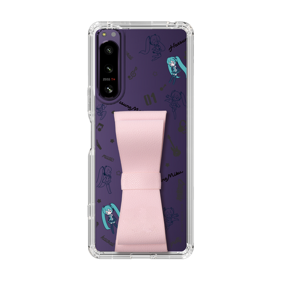 Slim Protection Case - STAND & RING RIBBON Sakura Pink［ HATSUNE MIKU - Ribbon - Instrumental - Monochrome ］