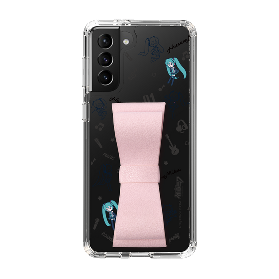 Slim Protection Case - STAND & RING RIBBON Sakura Pink［ HATSUNE MIKU - Ribbon - Instrumental - Monochrome ］
