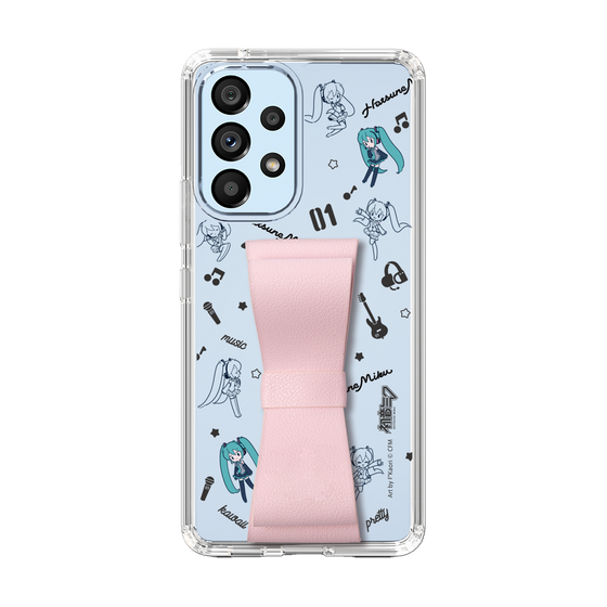 Slim Protection Case - STAND & RING RIBBON Sakura Pink［ HATSUNE MIKU - Ribbon - Instrumental - Monochrome ］