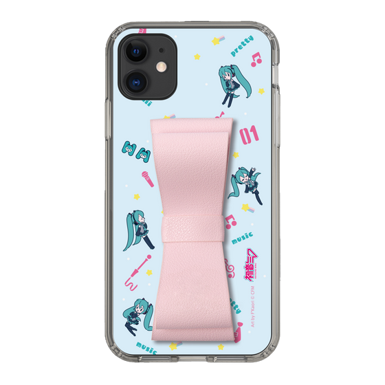 Slim Protection Case - STAND & RING RIBBON Sakura Pink［ HATSUNE MIKU - Ribbon - Instrumental - Blue ］