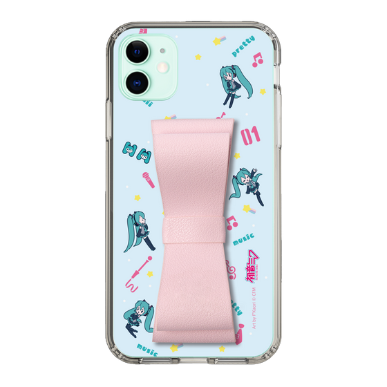 Slim Protection Case - STAND & RING RIBBON Sakura Pink［ HATSUNE MIKU - Ribbon - Instrumental - Blue ］