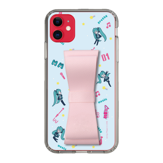 Slim Protection Case - STAND & RING RIBBON Sakura Pink［ HATSUNE MIKU - Ribbon - Instrumental - Blue ］