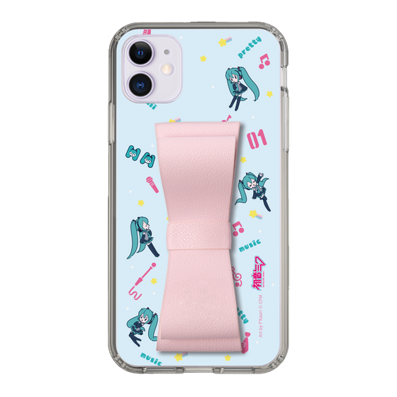Slim Protection Case - STAND & RING RIBBON Sakura Pink［ HATSUNE MIKU - Ribbon - Instrumental - Blue ］