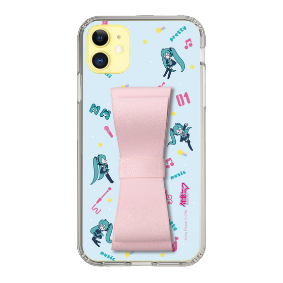 Slim Protection Case - STAND & RING RIBBON Sakura Pink［ HATSUNE MIKU - Ribbon - Instrumental - Blue ］