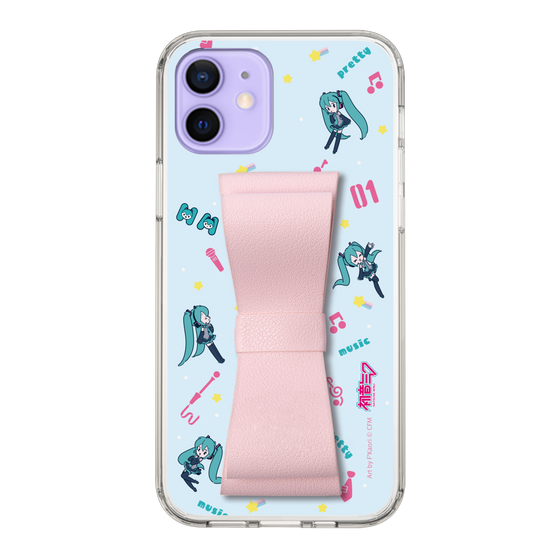 Slim Protection Case - STAND & RING RIBBON Sakura Pink［ HATSUNE MIKU - Ribbon - Instrumental - Blue ］