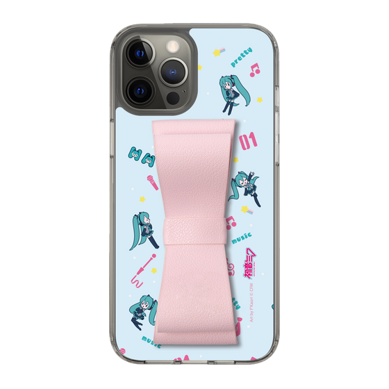 Slim Protection Case - STAND & RING RIBBON Sakura Pink［ HATSUNE MIKU - Ribbon - Instrumental - Blue ］