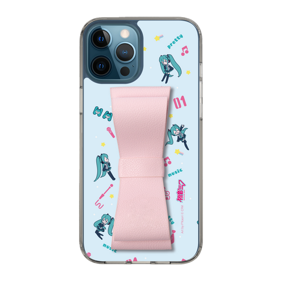 Slim Protection Case - STAND & RING RIBBON Sakura Pink［ HATSUNE MIKU - Ribbon - Instrumental - Blue ］