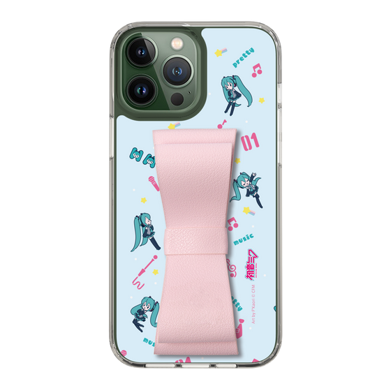 Slim Protection Case - STAND & RING RIBBON Sakura Pink［ HATSUNE MIKU - Ribbon - Instrumental - Blue ］