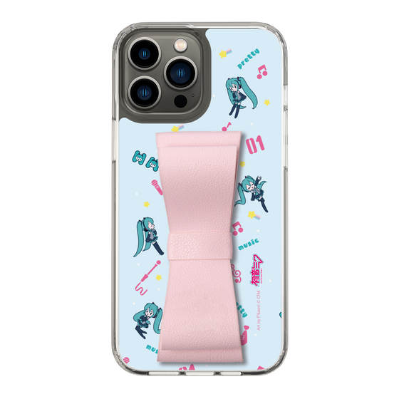Slim Protection Case - STAND & RING RIBBON Sakura Pink［ HATSUNE MIKU - Ribbon - Instrumental - Blue ］