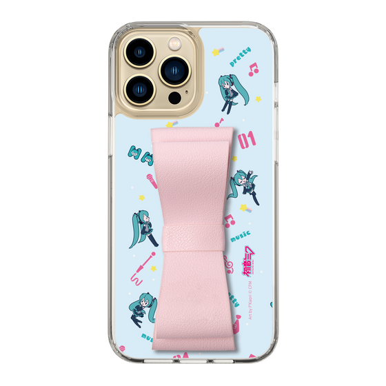 Slim Protection Case - STAND & RING RIBBON Sakura Pink［ HATSUNE MIKU - Ribbon - Instrumental - Blue ］