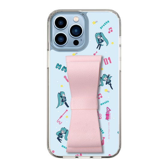 Slim Protection Case - STAND & RING RIBBON Sakura Pink［ HATSUNE MIKU - Ribbon - Instrumental - Blue ］