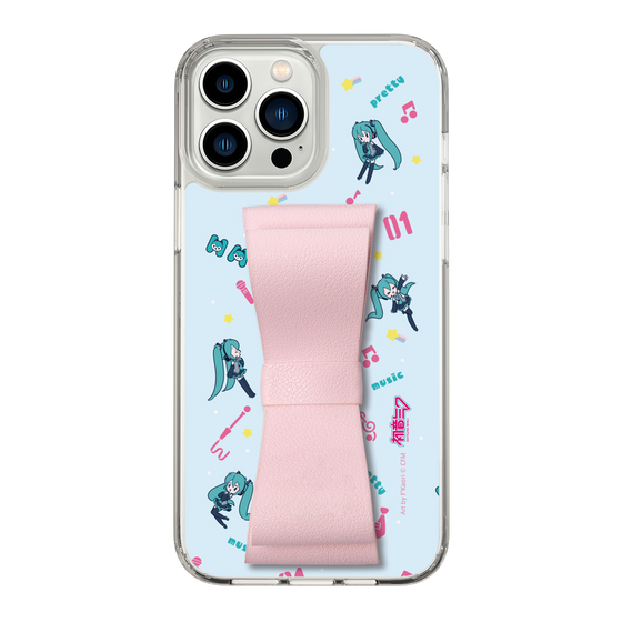 Slim Protection Case - STAND & RING RIBBON Sakura Pink［ HATSUNE MIKU - Ribbon - Instrumental - Blue ］