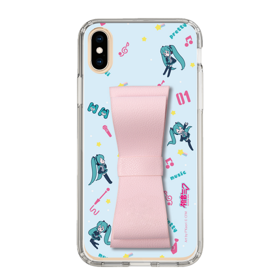 Slim Protection Case - STAND & RING RIBBON Sakura Pink［ HATSUNE MIKU - Ribbon - Instrumental - Blue ］