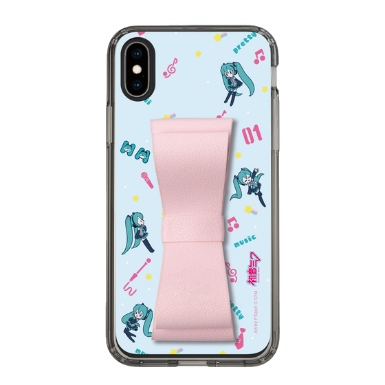 Slim Protection Case - STAND & RING RIBBON Sakura Pink［ HATSUNE MIKU - Ribbon - Instrumental - Blue ］
