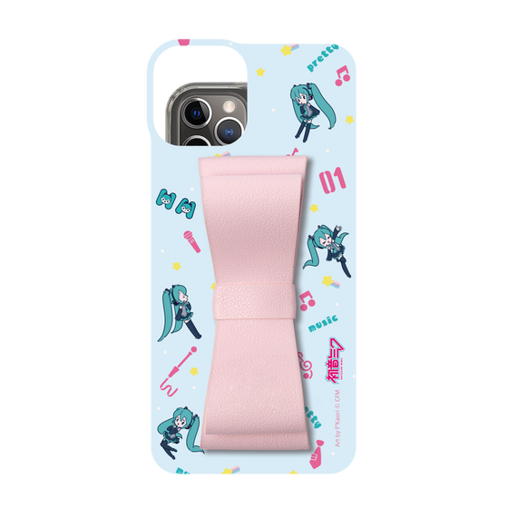 Slim Protection Case - STAND & RING RIBBON Sakura Pink［ HATSUNE MIKU - Ribbon - Instrumental - Blue ］