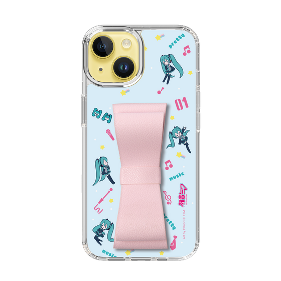 Slim Protection Case - STAND & RING RIBBON Sakura Pink［ HATSUNE MIKU - Ribbon - Instrumental - Blue ］