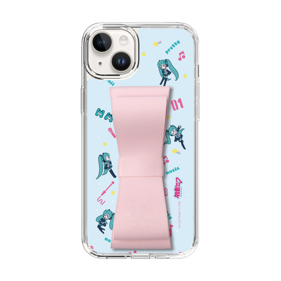 Slim Protection Case - STAND & RING RIBBON Sakura Pink［ HATSUNE MIKU - Ribbon - Instrumental - Blue ］