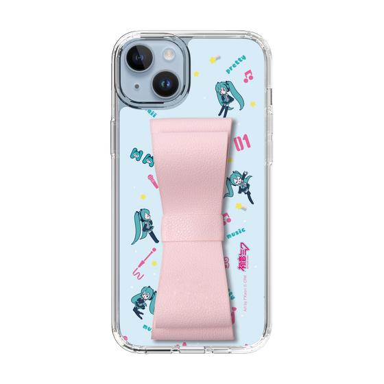 Slim Protection Case - STAND & RING RIBBON Sakura Pink［ HATSUNE MIKU - Ribbon - Instrumental - Blue ］