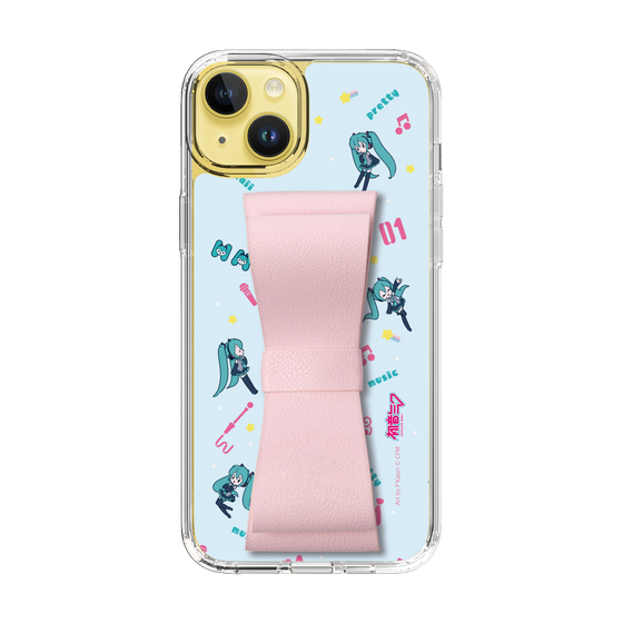 Slim Protection Case - STAND & RING RIBBON Sakura Pink［ HATSUNE MIKU - Ribbon - Instrumental - Blue ］