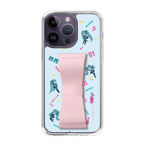 Slim Protection Case - STAND & RING RIBBON Sakura Pink［ HATSUNE MIKU - Ribbon - Instrumental - Blue ］