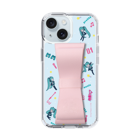 Slim Protection Case - STAND & RING RIBBON Sakura Pink［ HATSUNE MIKU - Ribbon - Instrumental - Blue ］