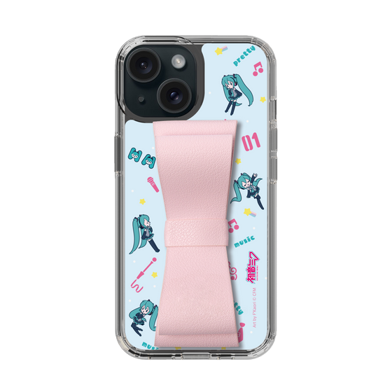 Slim Protection Case - STAND & RING RIBBON Sakura Pink［ HATSUNE MIKU - Ribbon - Instrumental - Blue ］