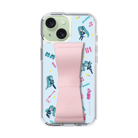 Slim Protection Case - STAND & RING RIBBON Sakura Pink［ HATSUNE MIKU - Ribbon - Instrumental - Blue ］