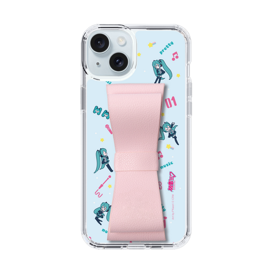 Slim Protection Case - STAND & RING RIBBON Sakura Pink［ HATSUNE MIKU - Ribbon - Instrumental - Blue ］