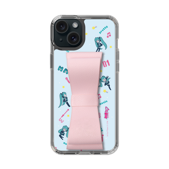 Slim Protection Case - STAND & RING RIBBON Sakura Pink［ HATSUNE MIKU - Ribbon - Instrumental - Blue ］