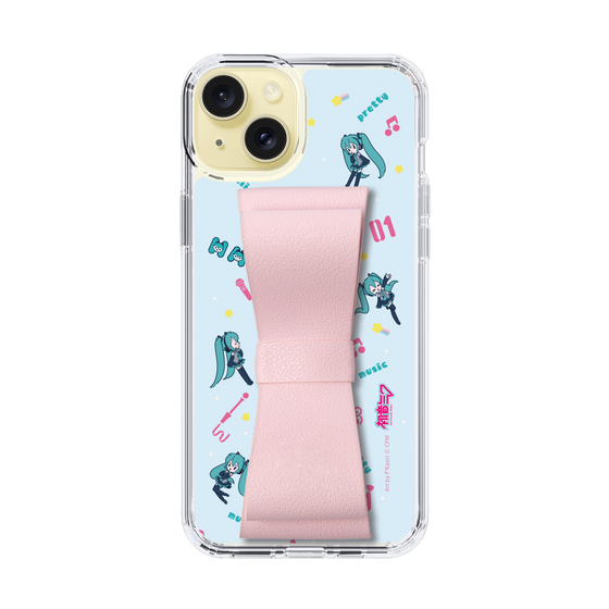 Slim Protection Case - STAND & RING RIBBON Sakura Pink［ HATSUNE MIKU - Ribbon - Instrumental - Blue ］