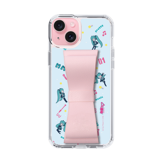 Slim Protection Case - STAND & RING RIBBON Sakura Pink［ HATSUNE MIKU - Ribbon - Instrumental - Blue ］