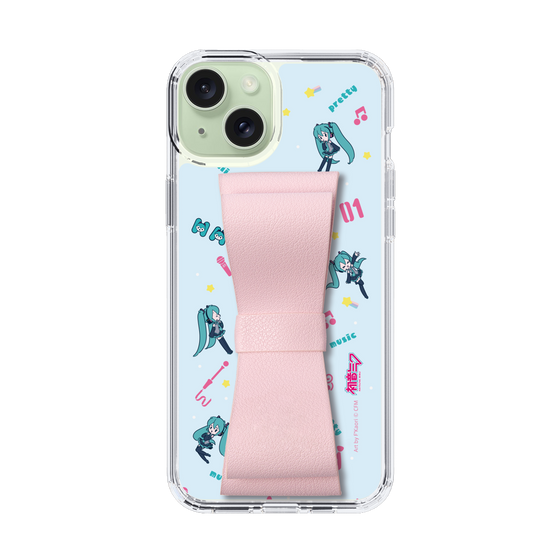 Slim Protection Case - STAND & RING RIBBON Sakura Pink［ HATSUNE MIKU - Ribbon - Instrumental - Blue ］