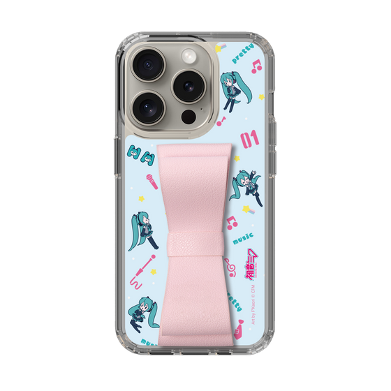 Slim Protection Case - STAND & RING RIBBON Sakura Pink［ HATSUNE MIKU - Ribbon - Instrumental - Blue ］