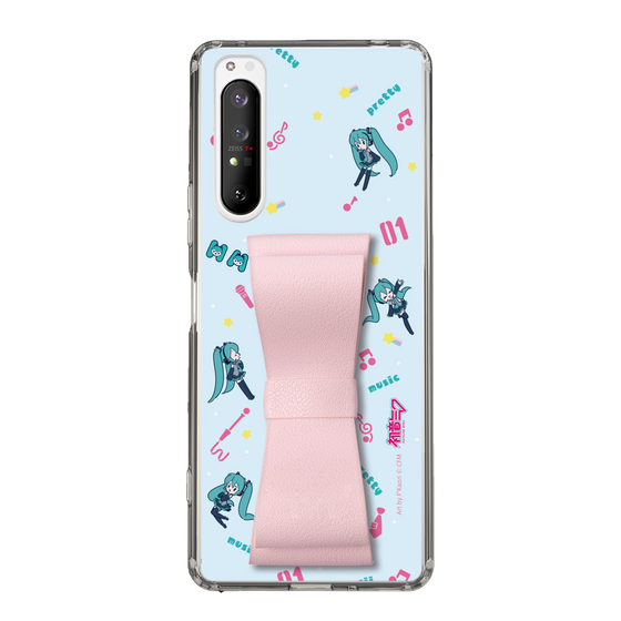 Slim Protection Case - STAND & RING RIBBON Sakura Pink［ HATSUNE MIKU - Ribbon - Instrumental - Blue ］