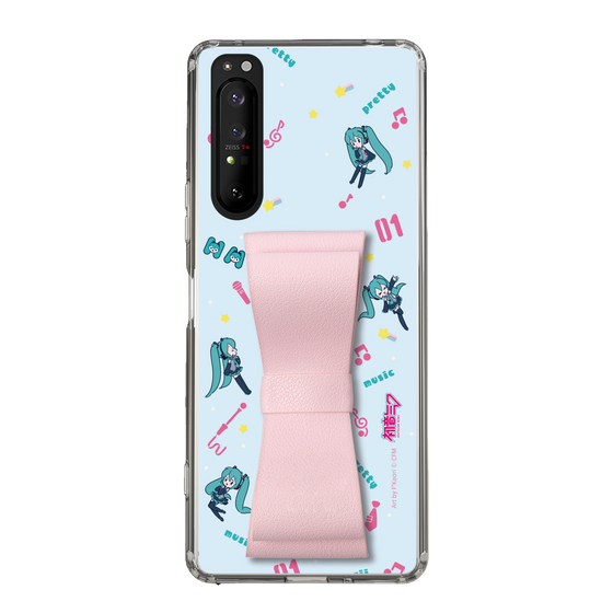 Slim Protection Case - STAND & RING RIBBON Sakura Pink［ HATSUNE MIKU - Ribbon - Instrumental - Blue ］