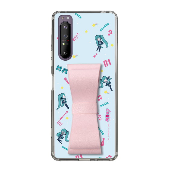 Slim Protection Case - STAND & RING RIBBON Sakura Pink［ HATSUNE MIKU - Ribbon - Instrumental - Blue ］