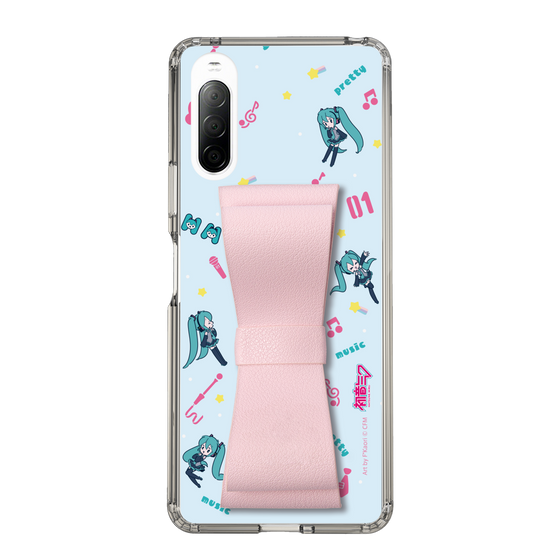 Slim Protection Case - STAND & RING RIBBON Sakura Pink［ HATSUNE MIKU - Ribbon - Instrumental - Blue ］