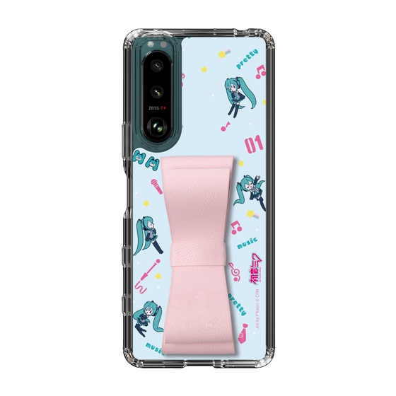 Slim Protection Case - STAND & RING RIBBON Sakura Pink［ HATSUNE MIKU - Ribbon - Instrumental - Blue ］