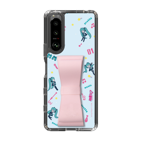 Slim Protection Case - STAND & RING RIBBON Sakura Pink［ HATSUNE MIKU - Ribbon - Instrumental - Blue ］