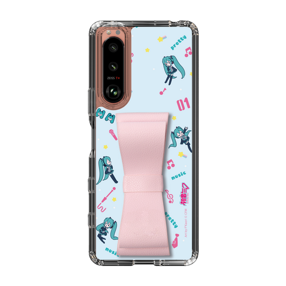 Slim Protection Case - STAND & RING RIBBON Sakura Pink［ HATSUNE MIKU - Ribbon - Instrumental - Blue ］