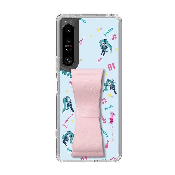 Slim Protection Case - STAND & RING RIBBON Sakura Pink［ HATSUNE MIKU - Ribbon - Instrumental - Blue ］